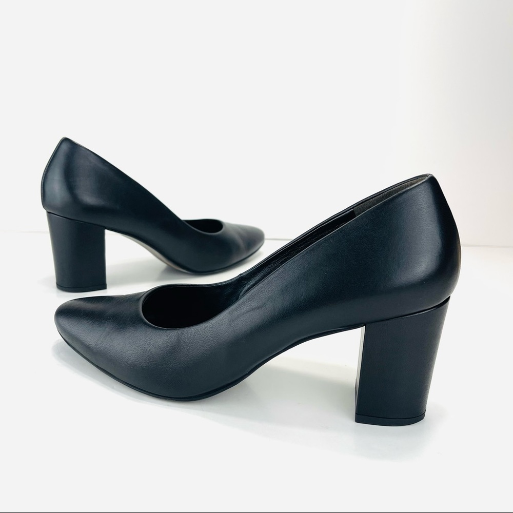 📌SOLD📌 PAUL GREEN BLACK LEATHER HEELED SHOES - Picture 1 of 16